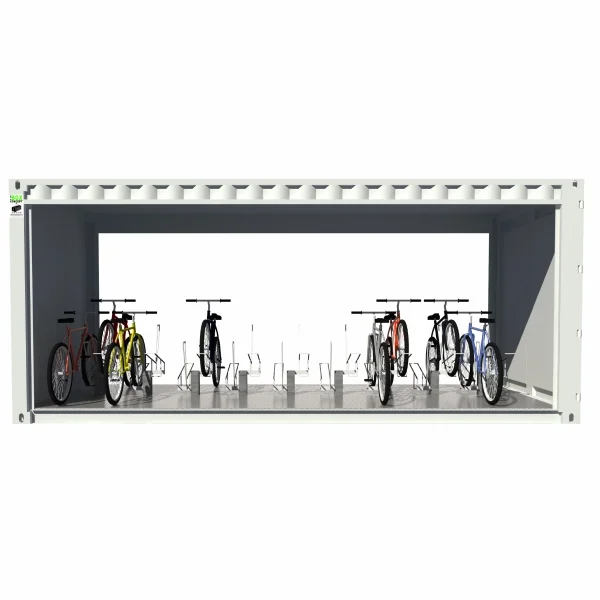 Abri vélo en container 20 pieds ouvert 18 places