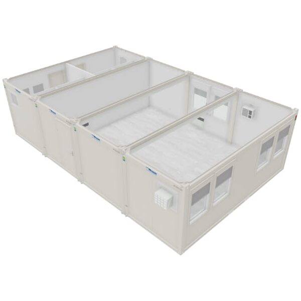 Bungalows bureaux et WC séparés 59 m² [4 x 20 pieds]