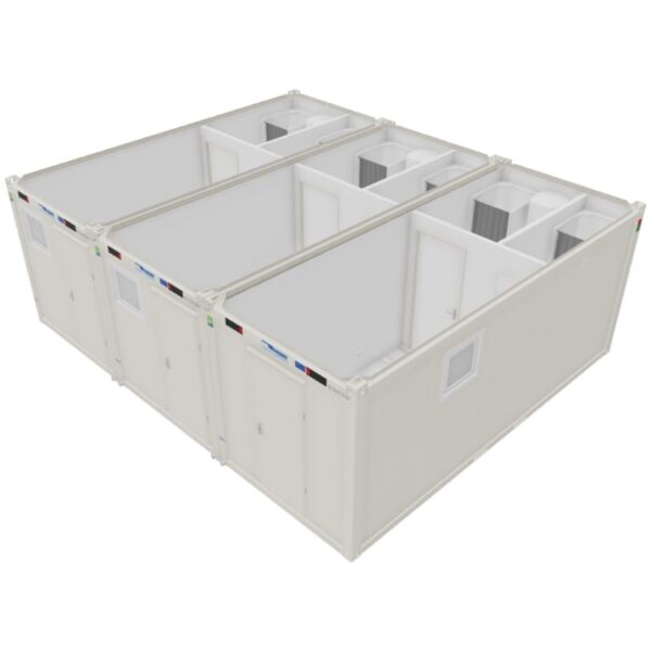 Bungalows sanitaires 3 vestiaires 6 douches 44,4 m² [3 x 20 pieds]