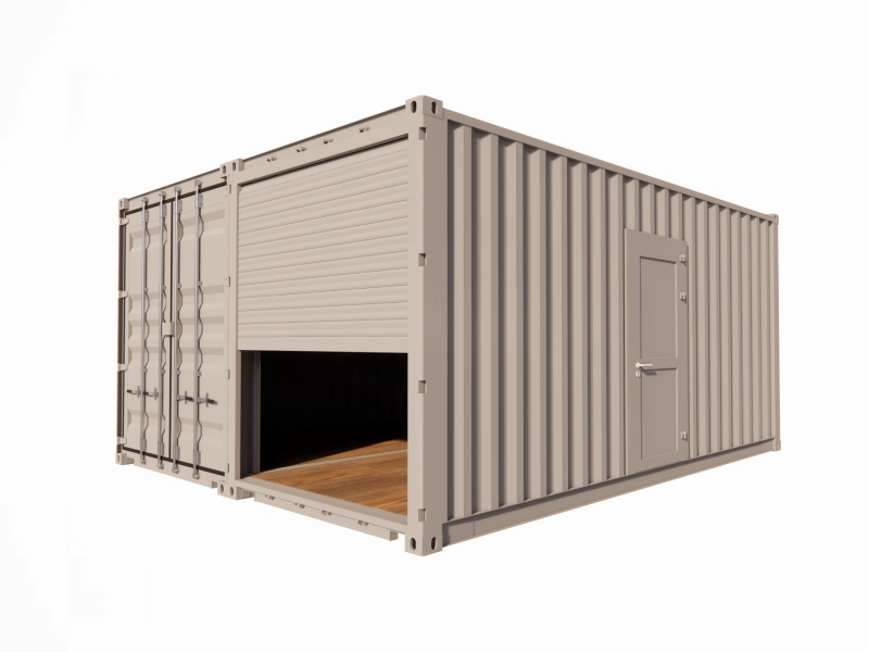 Espace-de-stockage-Remise-de-28-metre-carres-en-containers-de-20-pieds-Dry-3-1.webp Local d’entreposage 28 m² en containers de 20 pieds avec rideau métallique et porte de service – Image 1
