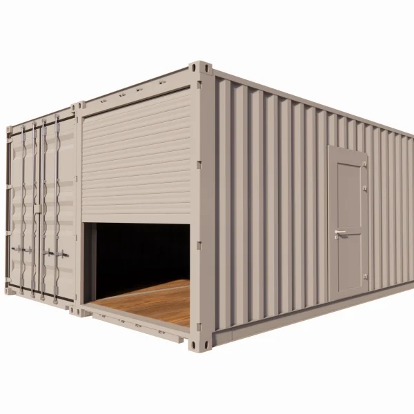 Local d’entreposage 28 m² en containers de 20 pieds avec rideau métallique et porte de service