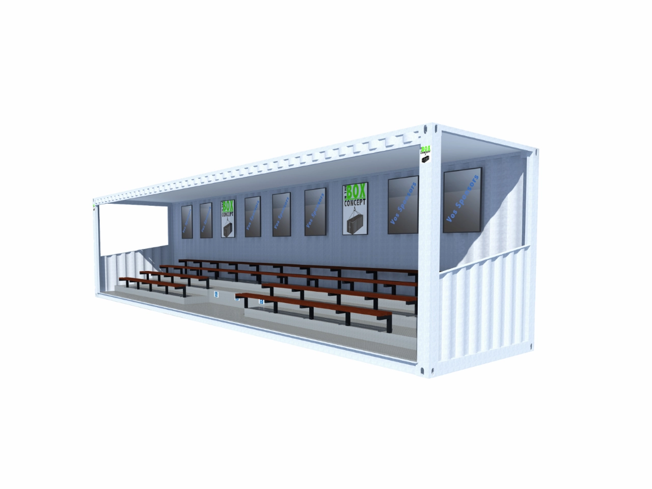 Tribune-en-container-maritime-de-40-pieds-High-Cube-78-places-plus-3-places-PMR-vue-droite.webp Tribunes 81 places dont 3 places PMR en container de 40 pieds – Image 1