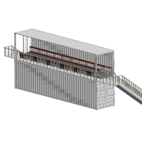 Tribunes en container 40 pieds 72 places avec local de stockage