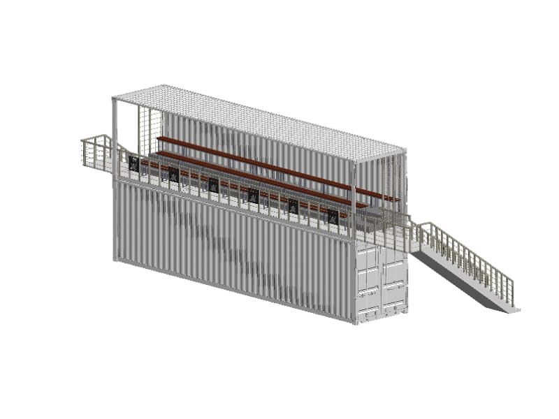 Tribunes-en-containers-maritimes-40-pieds-a-etage-vue-face-2.jpg Tribunes en container 40 pieds 72 places avec local de stockage – Image 1