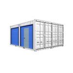 Garage préfabriqué en containers maritimes 28 m² avec double porte sectionnelle